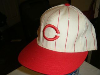 Cincinnati Reds Baseball Mlb Hat Cap Size 7 1/2 Era Red And White Striped