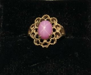 •antique Ladies Pink Star Sapphire 14k Yellow Gold Ring Sz 3 1/2•