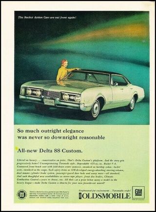 1967 Oldsmobile Delta 88 Green Lady Vintage Advertisement Print Art Car Ad J500