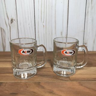 Set Of 2 A&w Root Beer Vintage Glass Mini Mugs