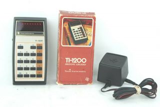 Texas Instruments Ti - 1200 Vintage Calculator Red Led 1975 With Ac Adapter