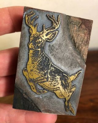 Vintage Deer Buck Wood Printers Block Letterpress Printing Stamp 2
