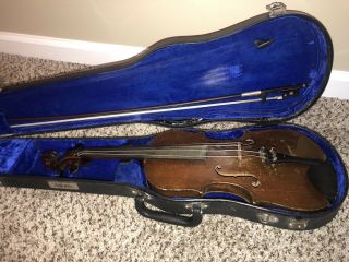 1800s Antique German Hopf Violin 4/4 Great Sound With Bow & Case