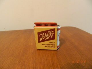 1957 Schlitz Beer Salt And Pepper Shakers Cans Vintage Bar Advertising