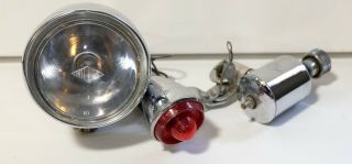 Vintage Miller Bicycle Head And Tail Light Made In Great Britain Model 53 - 8p