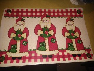 Set Of 4 Vintage B & D Christmas Santa Placemats Washable Non - Slip Vinyl Foam