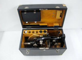 Vintage German Carl Zeiss Jena Microscope 247338 W/ Case &