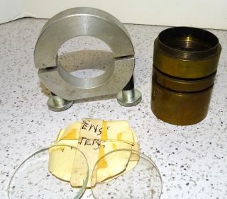 Vintage Camera Parts 2 Drop In Filters,  3 Threaded Brass Rings and Clamp (?) 3