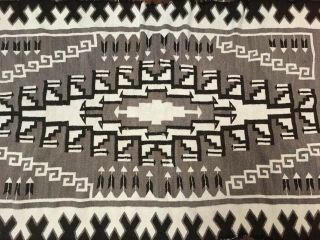 30s Navajo Antique Two Grey Hills Rug Blanket Woven Textile Art Arrow Geometric