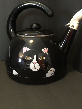 Vintage Cat Tea Pot Black Kitty Kettle Whistling Tea Pot With Bird Spout