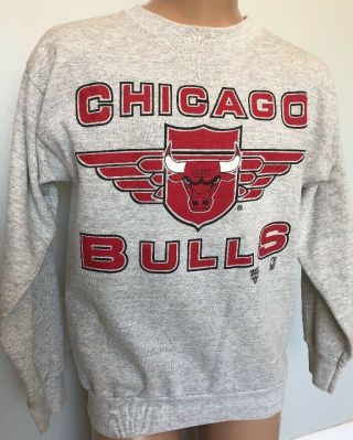 Vintage 80’s 90’s Chicago Bulls Sweatshirt Xl Heather Gray Nba Basketball