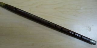 Antique 19th Century Civil War Era Fife Flute Wood W/metal Ends 14 1/2 " Long