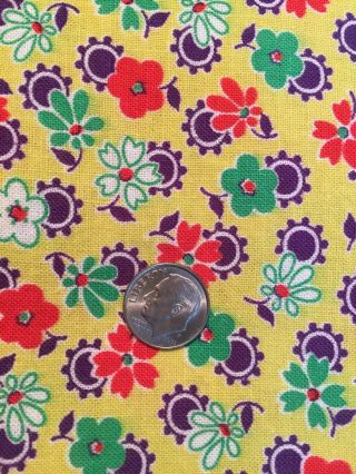 True Vintage Open Feedsack Floral Feed Bag Quilting Sewing Fabric Yellow 28”x36”