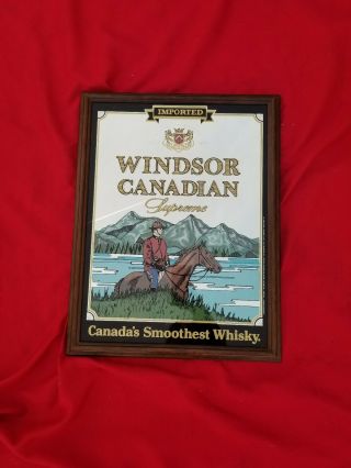 Vintage Windsor Canadian Supreme Whiskey Bar Mirror Advertisement Framed