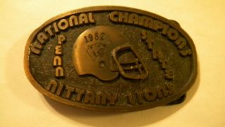 Vintage 1982 Penn State Nittany Lions National Champions Brass Belt Buckle