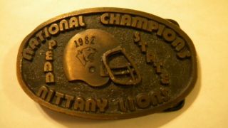 VINTAGE 1982 PENN STATE NITTANY LIONS NATIONAL CHAMPIONS BRASS BELT BUCKLE 2