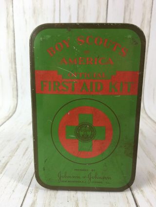 Vintage 1940’s Boy Scouts Of America First Aid Kit Box Tin Some Supplies