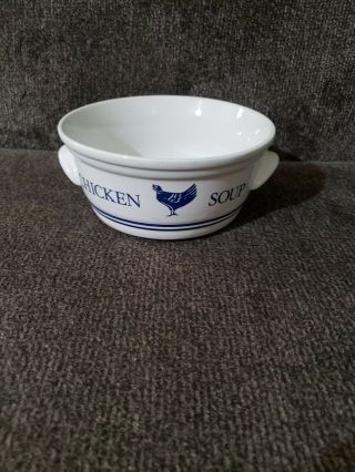 Vintage Ftd Stoneware Chicken Soup Bowl Planter Get Well Series Collectible 1985