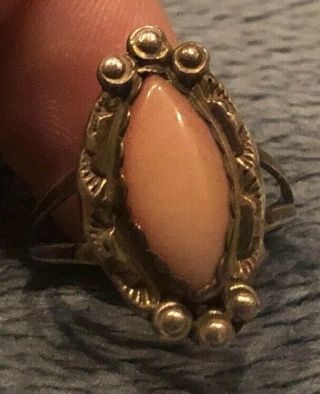 Vintage Native American Sterling Silver Pink Stone Ring - Size 7,  Signed