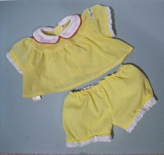 Vtg Cabbage Patch Kids Doll Clothes 1980s Coleco Ok Yellow Gingham Top/panties