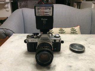 Vintage Canon Ae - 1 35 Mm Camera 5158421 Vivitar Mc Tele Converter 2x - 4