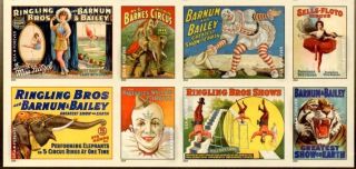 2014 49c Vintage Circus Posters,  Blk Of 8,  Imperforate Scott 4898 - 4905 Nh