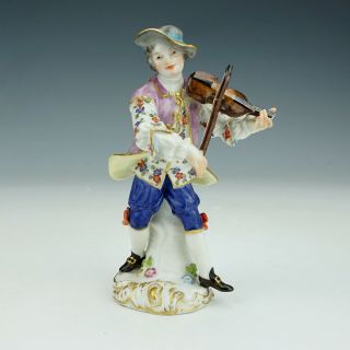 Antique Meissen Dresden Porcelain - Young Man With Violin Figurine