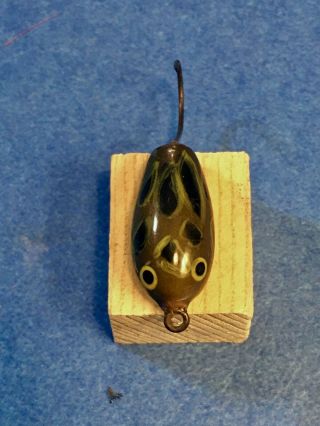 Unique Vintage,  Creek Chub Green Meadow Frog Wooden Fly Bait -