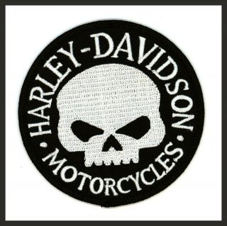 Harley Davidson Motorcycles Willie G.  Skull 3 " Black White Embroidered Patch
