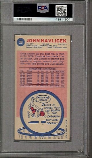 1969 TOPPS BASKETBALL 20 JOHN HAVLICEK RC PSA 6 EX - MT HOF ROOKIE CELTICS 2