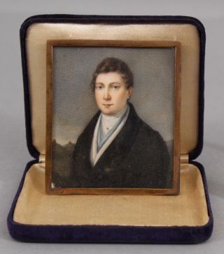 19thc Antique,  Moritz Von Schwind,  Miniature Portrait Painting,  Young Gentleman
