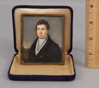 19thC Antique,  Moritz von Schwind,  Miniature Portrait Painting,  Young Gentleman 2