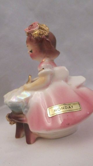 VTG 1950s Josef Originals Ceramic Figurine.  Monday Girl Child Washing Clothes NR 3