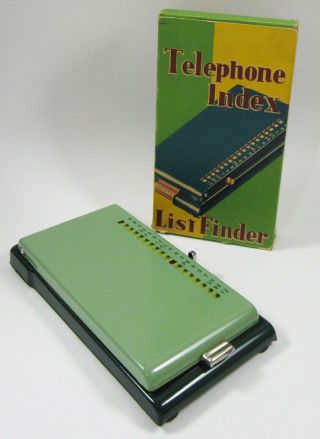 Vintage Mid Century Phone Index Flip Up Address Book Organizer Box