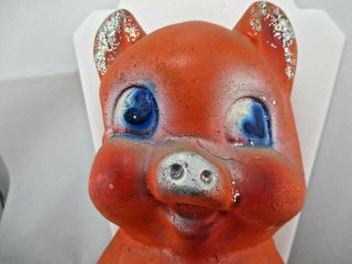 Vintage Carnival Prize Chalkware Pig Piggy Bank Tall Big Blue Eyes