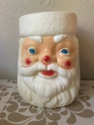 Vintage 1973 Empire Plastic Blow Mold Santa Head Cookie Jar Missing Lid