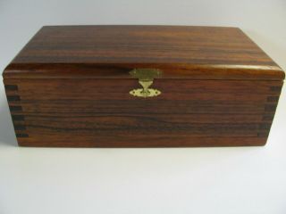Vintage Solid Wood Dovetailed Cigar Storage Box Chest Case Jewelry 12  Brass