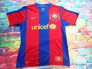 M39 2007 - 08 Barcelona Home Shirt Medium Vintage Football Jersey