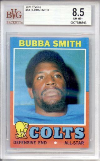 1971 Topps Bubba Smith 53 Colts 2nd Year Football Card Nm - Mt,  Bvg 8.  5
