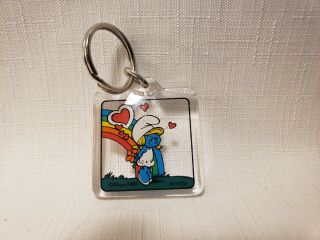 Vintage Smurfette Rainbow & Hearts Acrylic Keychain