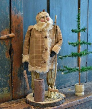 Primitive Handmade Standing Santa Claus Doll / Christmas