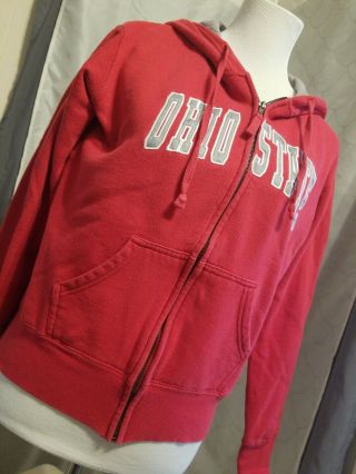 Osu Ohio State Buckeyes Red Womens Full Zip Up Sweatshirt Hoodie Sz Medium