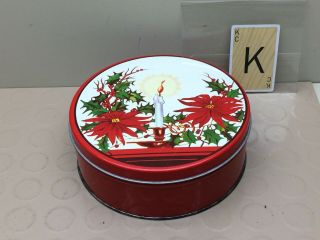 Vintage Christmas Cookie/Biscuit Tin w Holly,  Atlantic Can Co.  Delwanna N.  J. 2