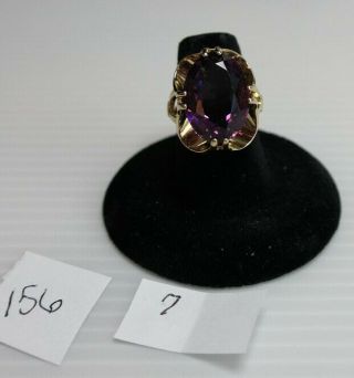 157 Vintage Sarah Coventry Cocktail Ring Purple In Gold Setting Size 7