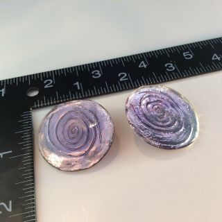 Vintage 80s Large Glass German signed Langani Earrings Statement Hand made Mauve 3