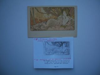 Antique Postcard by Alphonse Mucha «Crepuscule » Ref.  Bowers & Martin p.  72 3