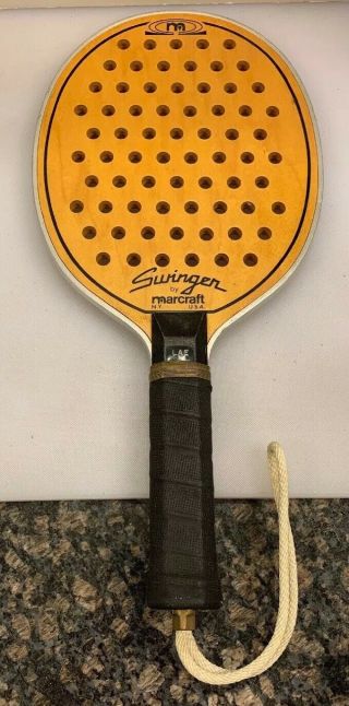 Marcraft Swinger Paddle Tennis Racquet Wood Paddleball Platform Apta Vintage Usa