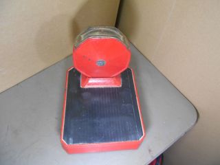 Vintage Red Detecto Cast Iron " Stop Sign " Bathroom Scale - 0 - 300 Pounds