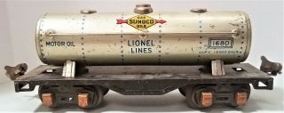 Vintage Lionel Lines O Gauge Pre War Tin Sunoco No.  1680 Gas Tanker B