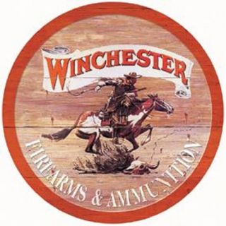 Winchester Express Firearms And Ammunition Round Tin Sign Metal Gunshop Ad